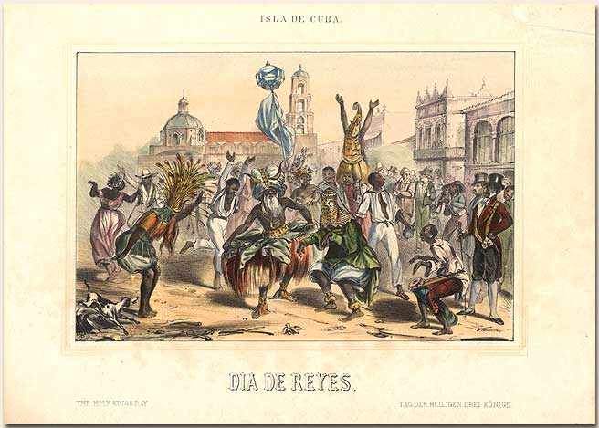 Fréderic Mialhe, 1810-1881. Dia de Reyes. Havana: Bernardo May, 1853. In nineteenth-century Cuba, people of African descent were organized in cabildos-associations related to African
