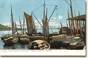 Hotel Boats at the Wharf: Botes y Boteros, Habana. New York: The Rotograph Company, 1904-1907. One hundred years ago, postcards became an extremely popular fad. Men, women and children bought, traded, mailed and collected postcards of everything from sentimental sayings to views of places they had visited-if only in their dreams. Cashing in on the postcard craze, the Rotograph Company printed as many as 60,000 cards between 1904 and 1911. Approximately 260 of them were of Cuba. Image no. 1999-335-28