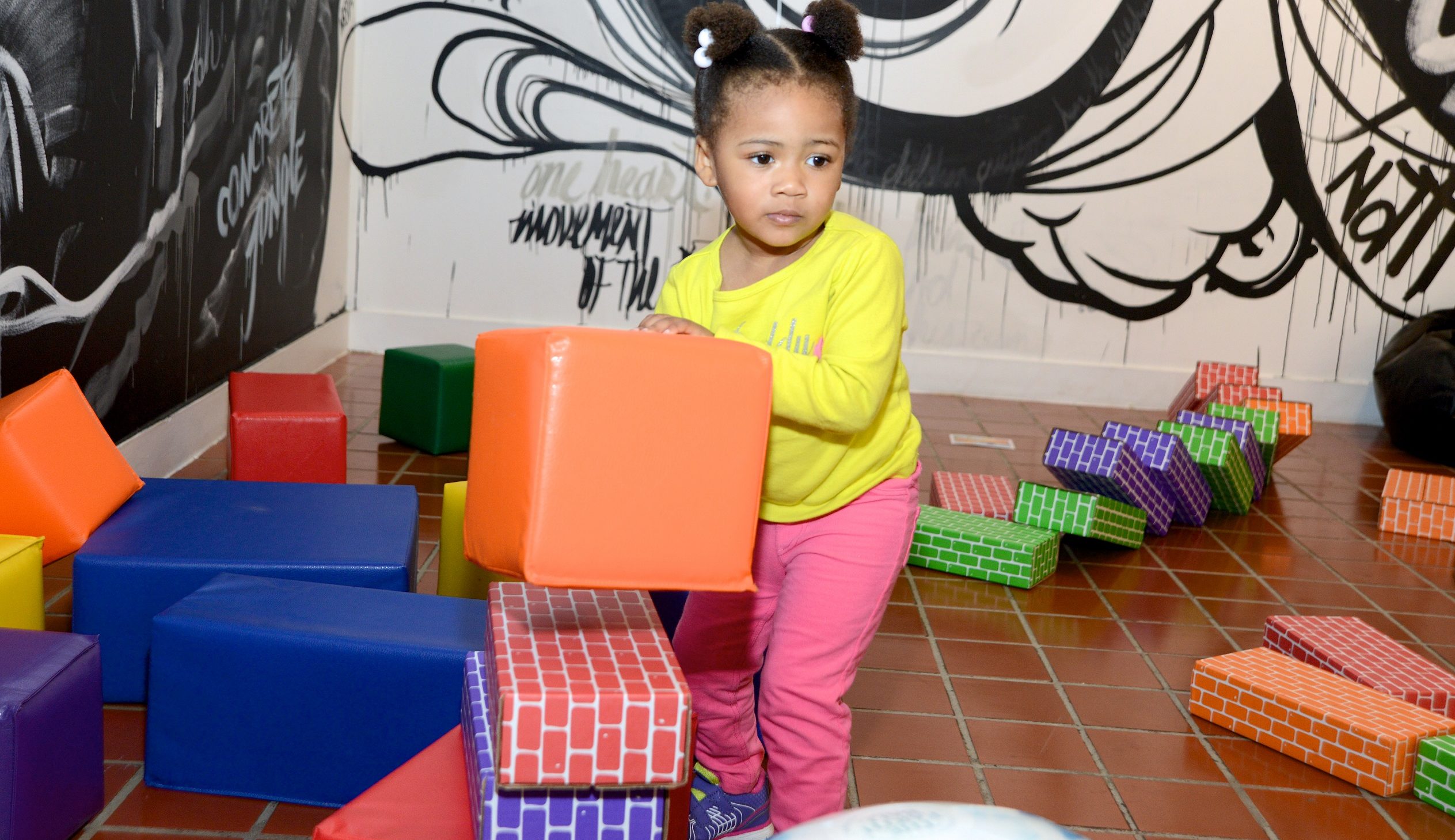 Girl playing with blocks
