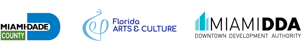 Miami Dade County logo, Arts and Culture Logo and Miami Downtown Development Logo.