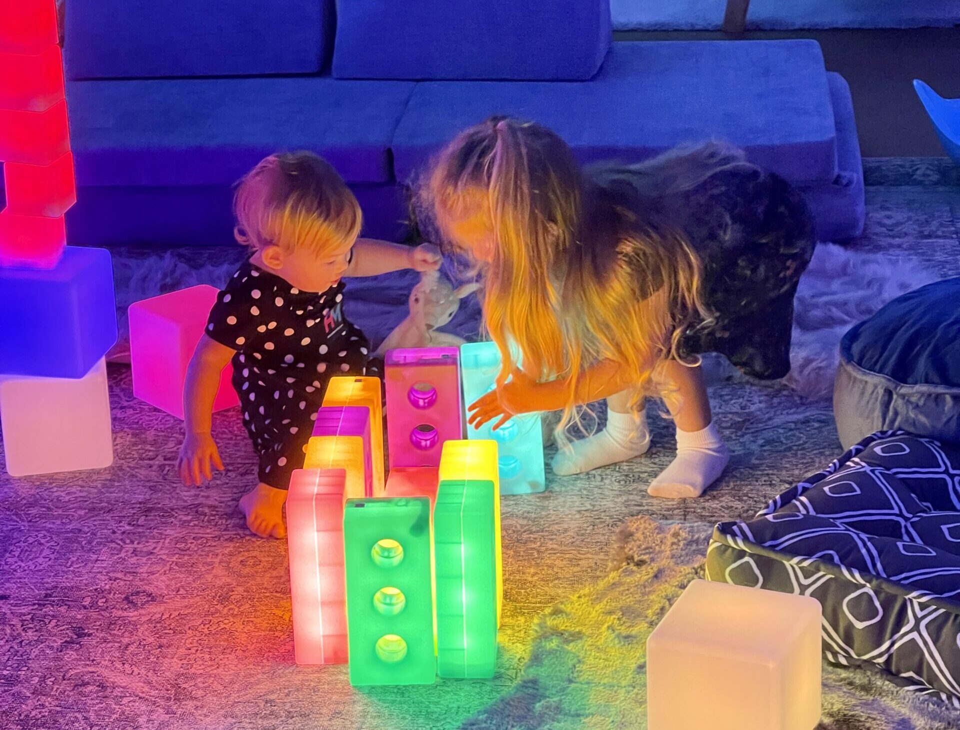 Children playing with building blocks